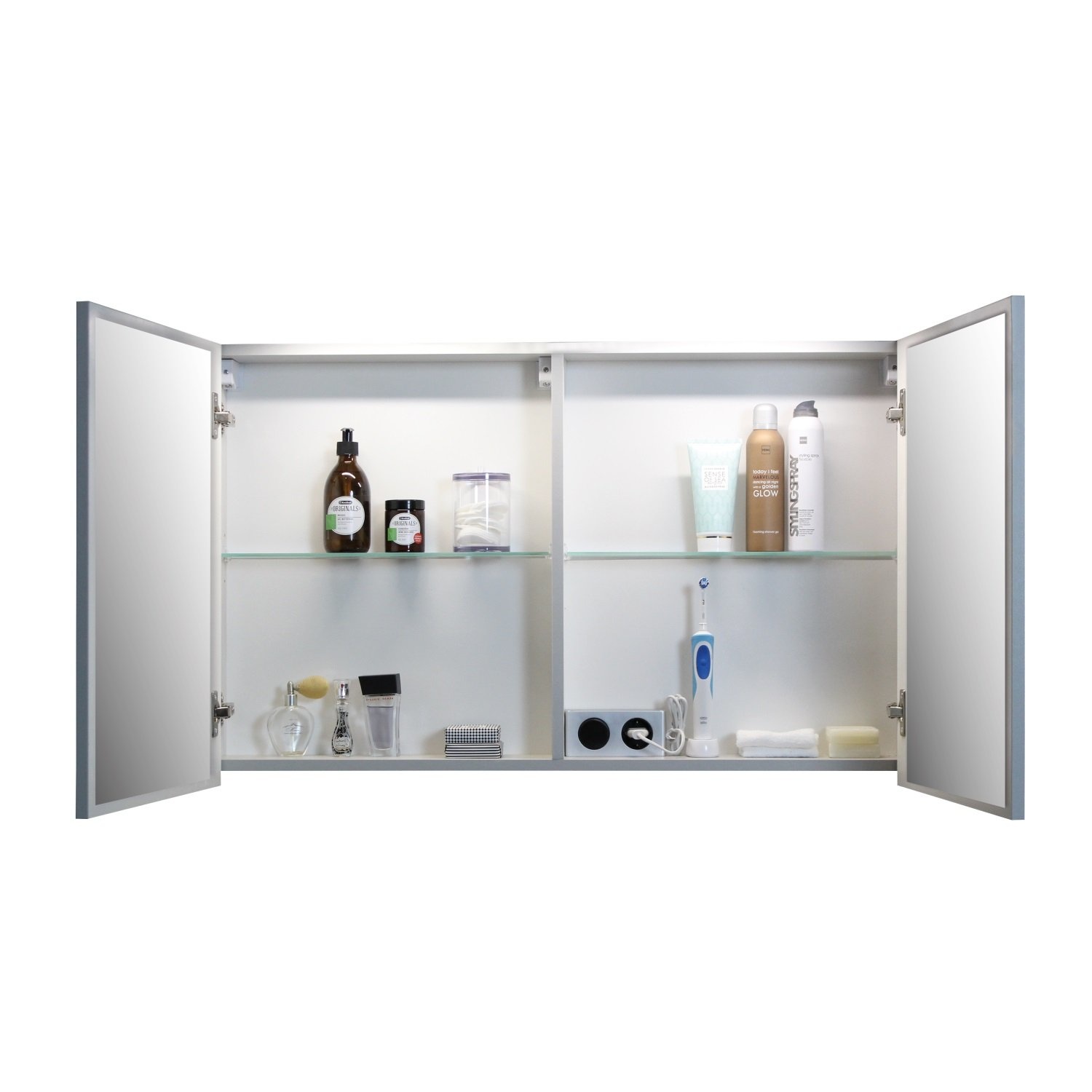 Spiegelkast Aquasplash Salt 1 Deur 60x60 cm Incl. Planchetten Ice White Aquasplash