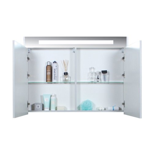 Spiegelkast Aquasplash Salt 2 Deuren Met LED 80x74 cm Incl. Planchetten Ice White 