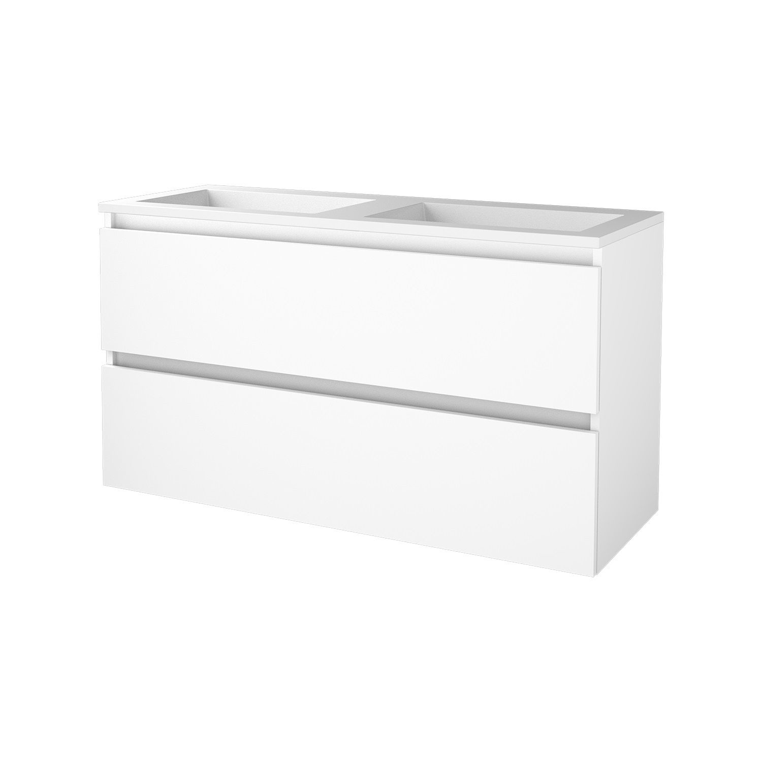 Aquasplash Badmeubelset Aquasplash Salt 120x46 cm Greeploos 2 Lades Met Wastafel Ice White Aquasplash