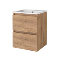 Badmeubelset Aquasplash Salt 50x46cm Greeploos 2 Lades Met Wastafel 1 Kraangat Whisky Oak