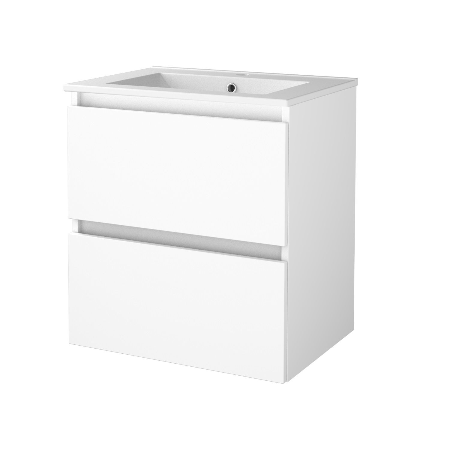 Aquasplash Badmeubelset Aquasplash Salt 60x46 cm Greeploos 2 Lades Met Wastafel 1 Kraangat Ice White Aquasplash