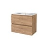 Aquasplash Badmeubelset Aquasplash Salt 80x46cm Greeploos 2 Lades Met Wastafel 1 Kraangat Whisky Oak