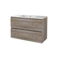 Badmeubelset Aquasplash Salt 100x46cm Greeploos 2 Lades Met Wastafel 1 Kraangat Scotch Oak