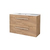 Aquasplash Badmeubelset Aquasplash Salt 100x39cm Met Grepen (Kleurkeuze) 2 Lades Met Wastafel 1 Kraangat Whisky Oak