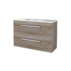 Aquasplash Badmeubelset Aquasplash Salt 100x39cm Met Grepen (Kleurkeuze) 2 Lades Met Wastafel 1 Kraangat Scotch Oak