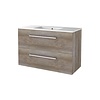 Aquasplash Badmeubelset Aquasplash Salt 100x46cm Met Grepen (Kleurkeuze) 2 Lades Met Wastafel 1 Kraangat Scotch Oak