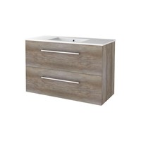 Badmeubelset Aquasplash Salt 100x46cm Met Grepen (Kleurkeuze) 2 Lades Met Wastafel 1 Kraangat Scotch Oak