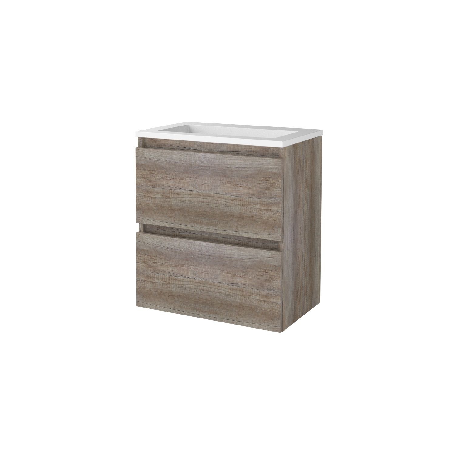 Aquasplash Badmeubelset Aquasplash Salt 60x39 cm Greeploos 2 Lades Met Wastafel Acryl Scotch Oak Aquasplash