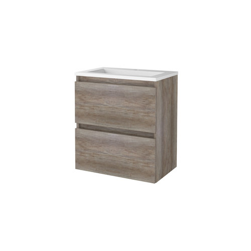 Badmeubelset Aquasplash Salt 60x39cm Greeploos 2 Lades Met Wastafel Acryl 1 Kraangat Scotch Oak 