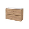 Aquasplash Badmeubelset Aquasplash Salt 100x39cm Greeploos 2 Lades Met Wastafel Acryl Whisky Oak