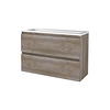 Aquasplash Badmeubelset Aquasplash Salt 100x39cm Greeploos 2 Lades Met Wastafel Acryl Scotch Oak