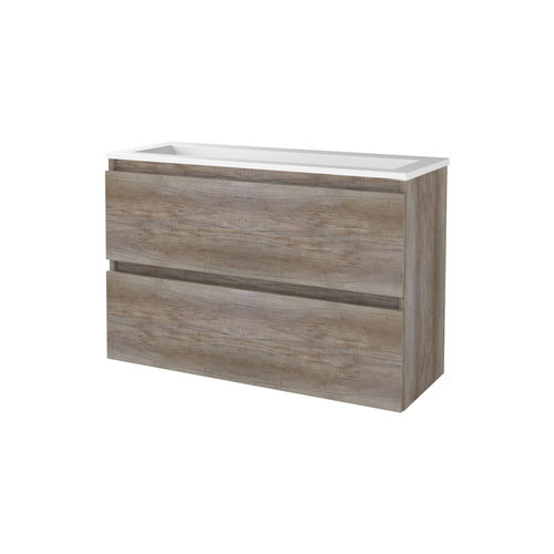 Badmeubelset Aquasplash Salt 100x39cm Greeploos 2 Lades Met Wastafel Acryl Scotch Oak 