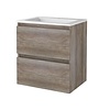 Aquasplash Badmeubelset Aquasplash Salt 60x46cm Greeploos 2 Lades Met Wastafel Acryl 1 Kraangat Scotch Oak