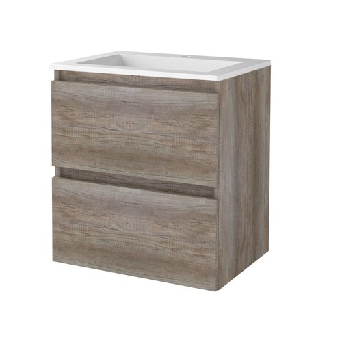 Badmeubelset Aquasplash Salt 60x46cm Greeploos 2 Lades Met Wastafel Acryl 1 Kraangat Scotch Oak 