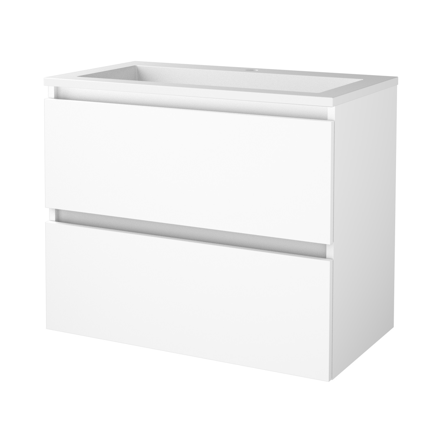Aquasplash Badmeubelset Aquasplash Salt 80x46 cm Greeploos 2 Lades Met Wastafel Acryl 1 Kraangat Ice White Aquasplash