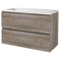 Badmeubelset Aquasplash Salt 100x46cm Greeploos 2 Lades Met Wastafel Acryl Scotch Oak
