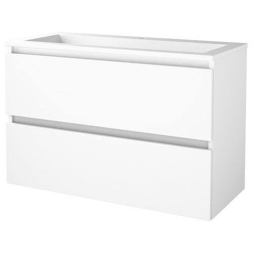 Badmeubelset Aquasplash Salt 100x46cm Greeploos 2 Lades Met Wastafel Acryl 1 Kraangat Ice White 