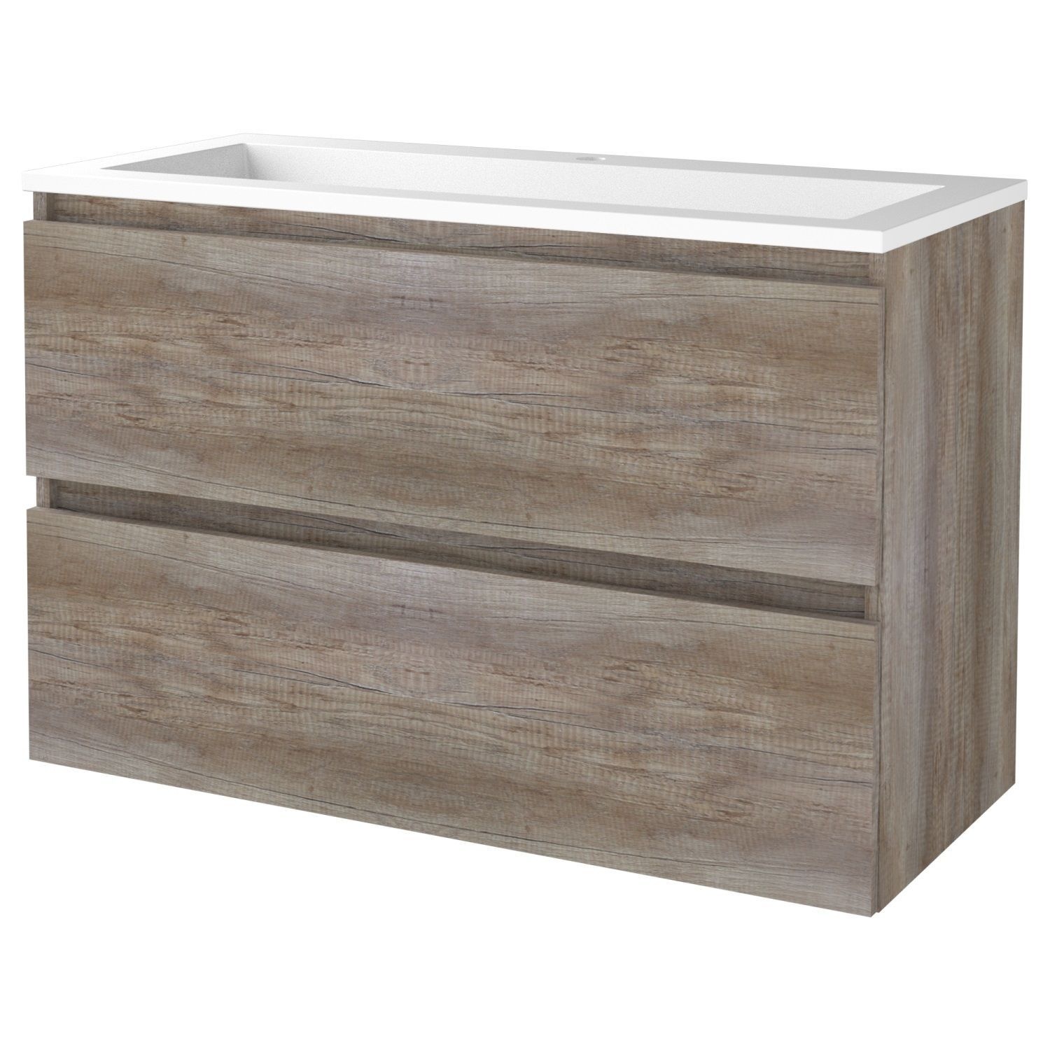 Aquasplash Badmeubelset Aquasplash Salt 100x46 cm Greeploos 2 Lades Met Wastafel Acryl 1 Kraangat Scotch Oak Aquasplash
