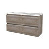 Aquasplash Badmeubelset Aquasplash Salt 120x46cm Greeploos 4 Lades Met Wastafel Acryl Scotch Oak
