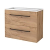 Aquasplash Badmeubelset Aquasplash Salt 80x39cm Met Grepen (Kleurkeuze) 2 Lades Met Wastafel Acryl 1 Kraangat Whisky Oak