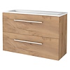 Aquasplash Badmeubelset Aquasplash Salt 100x39cm Met Grepen (Kleurkeuze) 2 Lades Met Wastafel Acryl Whisky Oak