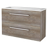 Aquasplash Badmeubelset Aquasplash Salt 100x39cm Met Grepen (Kleurkeuze) 2 Lades Met Wastafel Acryl Scotch Oak