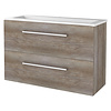 Aquasplash Badmeubelset Aquasplash Salt 100x39cm Met Grepen (Kleurkeuze) 2 Lades Met Wastafel Acryl 1 Kraangat Scotch Oak