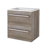 Aquasplash Badmeubelset Aquasplash Salt 60x46cm Met Grepen (Kleurkeuze) 2 Lades Met Wastafel Acryl 1 Kraangat Scotch Oak