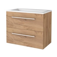 Badmeubelset Aquasplash Salt 80x46cm Met Grepen (Kleurkeuze) 2 Lades Met Wastafel Acryl Whisky Oak