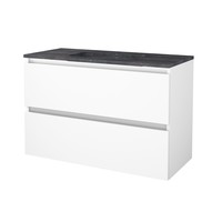 Badmeubelset Aquasplash Salt 100x46cm Greeploos 2 Lades Met Wastafel Hardsteen 1 Kraangat Ice White