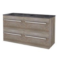 Badmeubelset Aquasplash Salt 120x46cm Met Grepen (Kleurkeuze) 4 Lades Met Wastafel Hardsteen 2 Kraangaten Scotch Oak