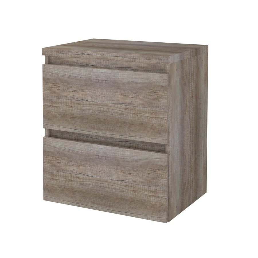 Badmeubelset Aquasplash Salt 60x46cm Greeploos 2 Lades Met Afdekplaat Scotch Oak