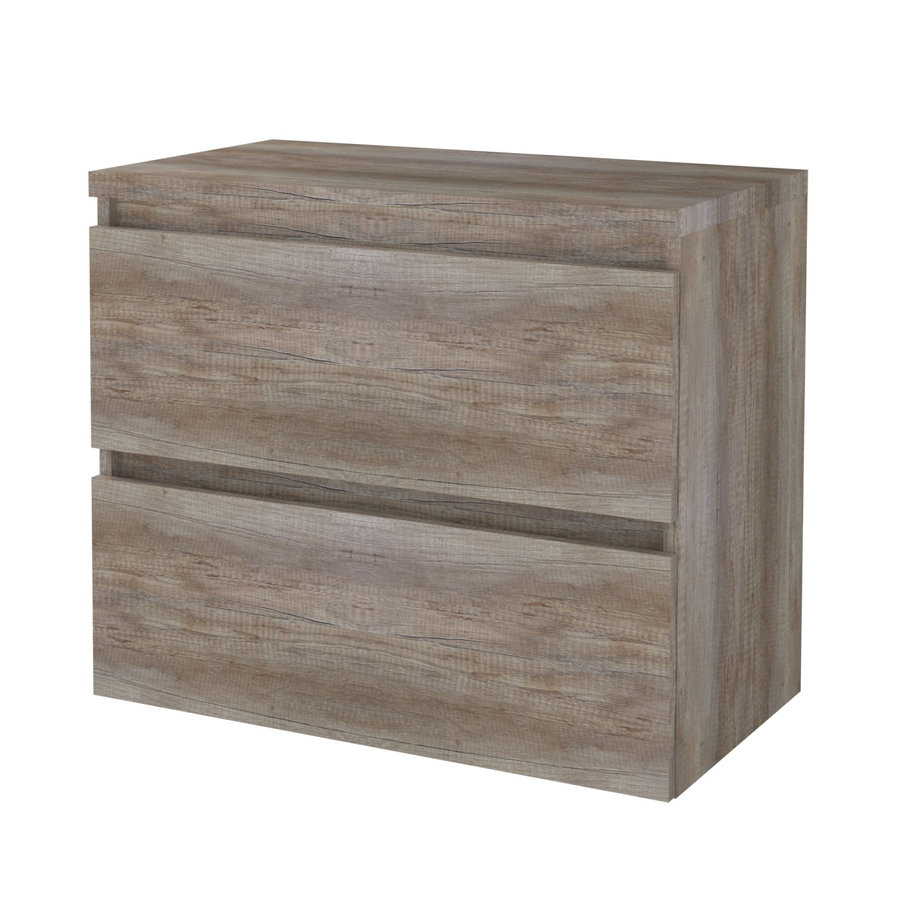 Badmeubelset Aquasplash Salt 80x46cm Greeploos 2 Lades Met Afdekplaat Scotch Oak