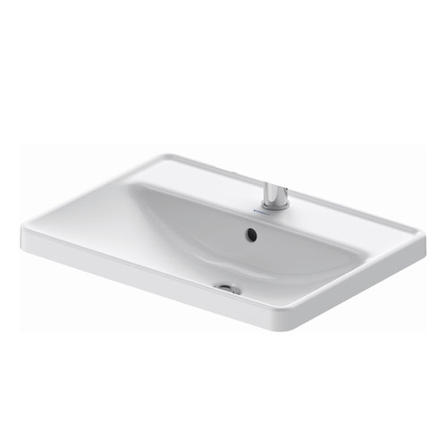 Wastafel Duravit D-Neo Inbouw Met Overloop Kraanvlak 1 Kraangat 60 cm Hoogglans Wit 