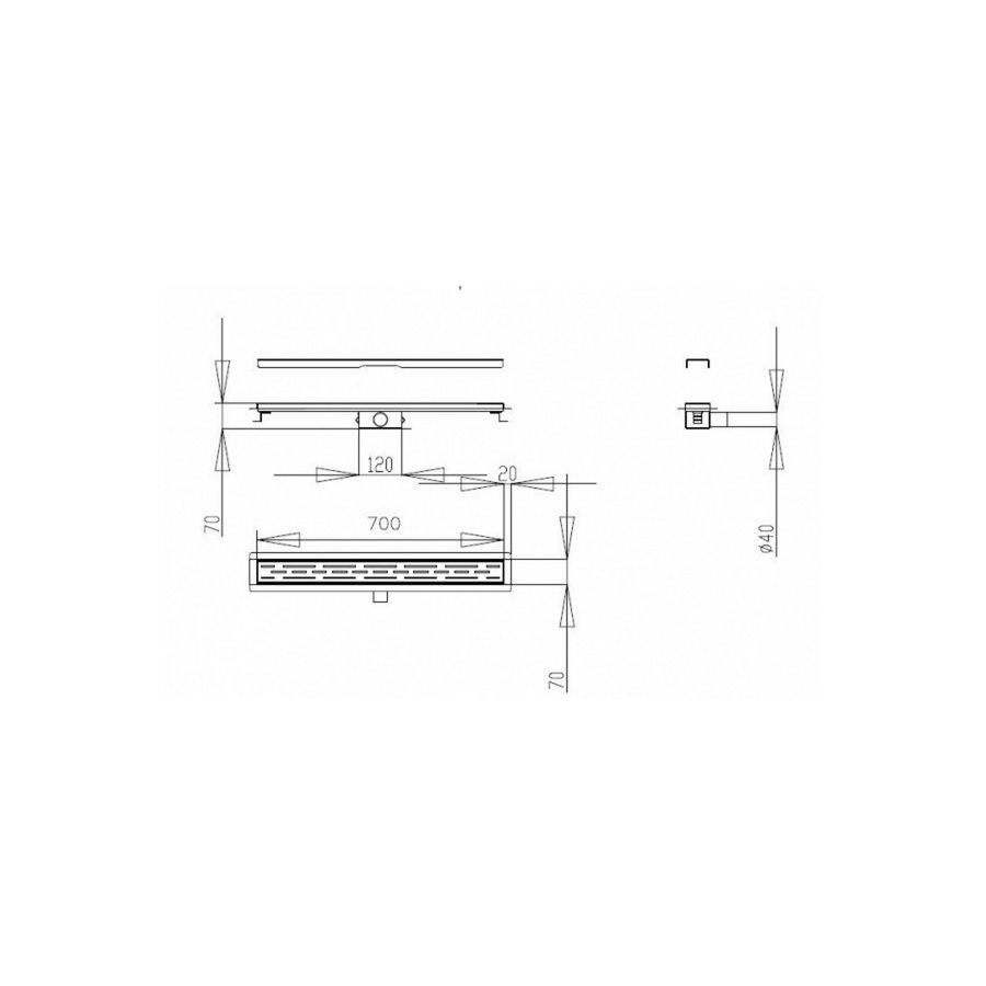 Douchegoot Best Design Nancy Met Flens 70x7x7 cm RVS Mat Goud