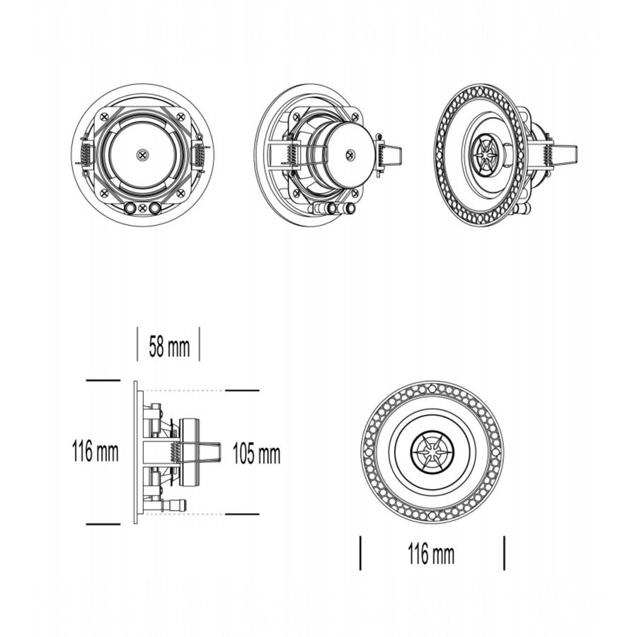 Speakerset Aquasound Rumba Tweeter Rond 120 mm 45 Watt Wit