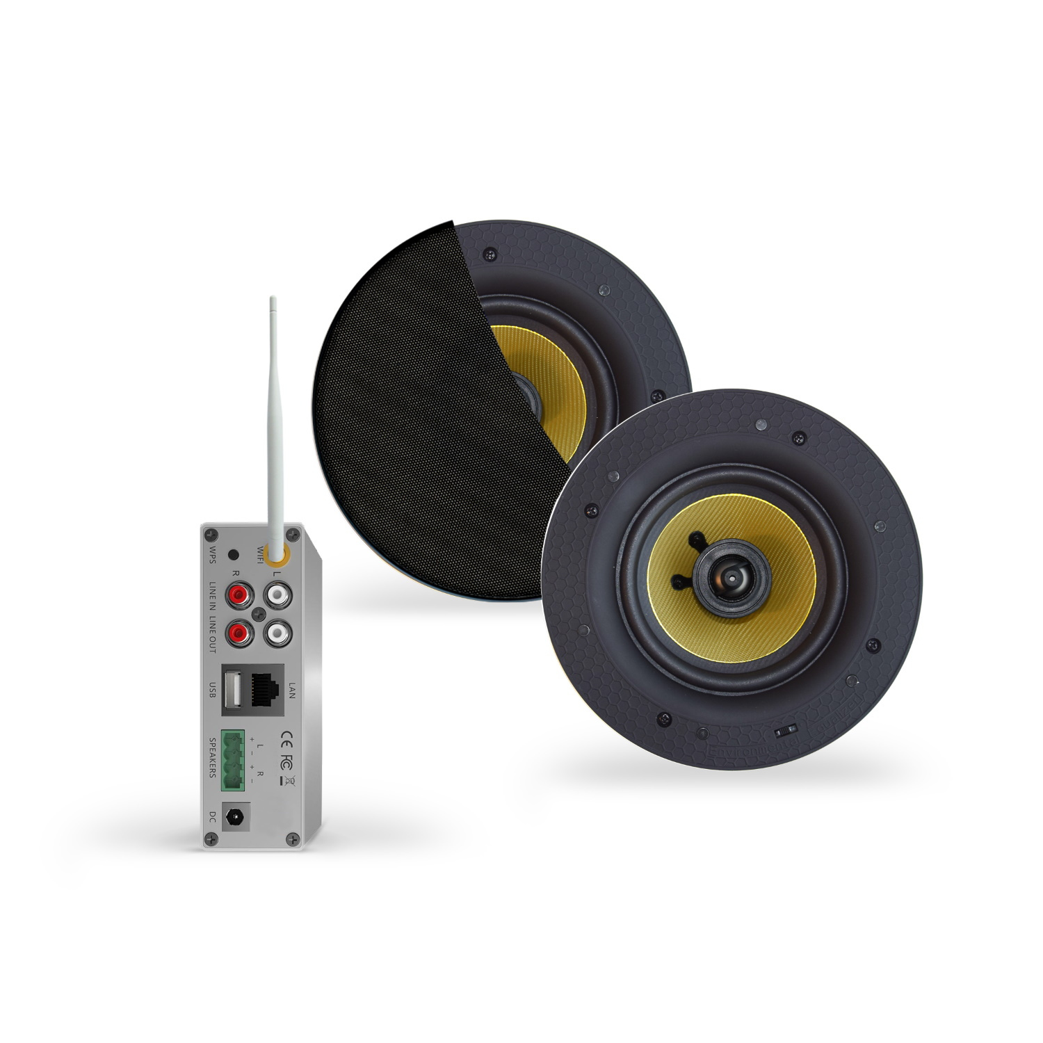 Slot Vooruit overstroming Wifi-Audio Versterker Aquasound Airplay + DLNA 50W Inclusief Speakerset  Aquasound Samba 205 mm Zwart - Megadump Tiel
