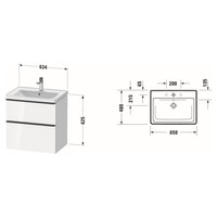 Badkamermeubelset Duravit D-Neo Wastafel Keramiek 65x48x62.5 cm Hoogglans Wit