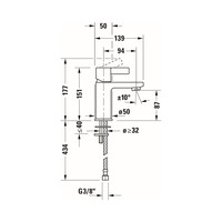 Wastafelkraan Duravit D-Neo Mengkraan Eengreeps 50x139x151 mm Chroom