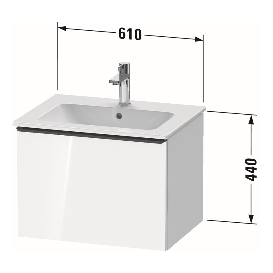 Badmeubel Duravit D-Neo Wand 61x46.2x44 cm Mat Betongrijs