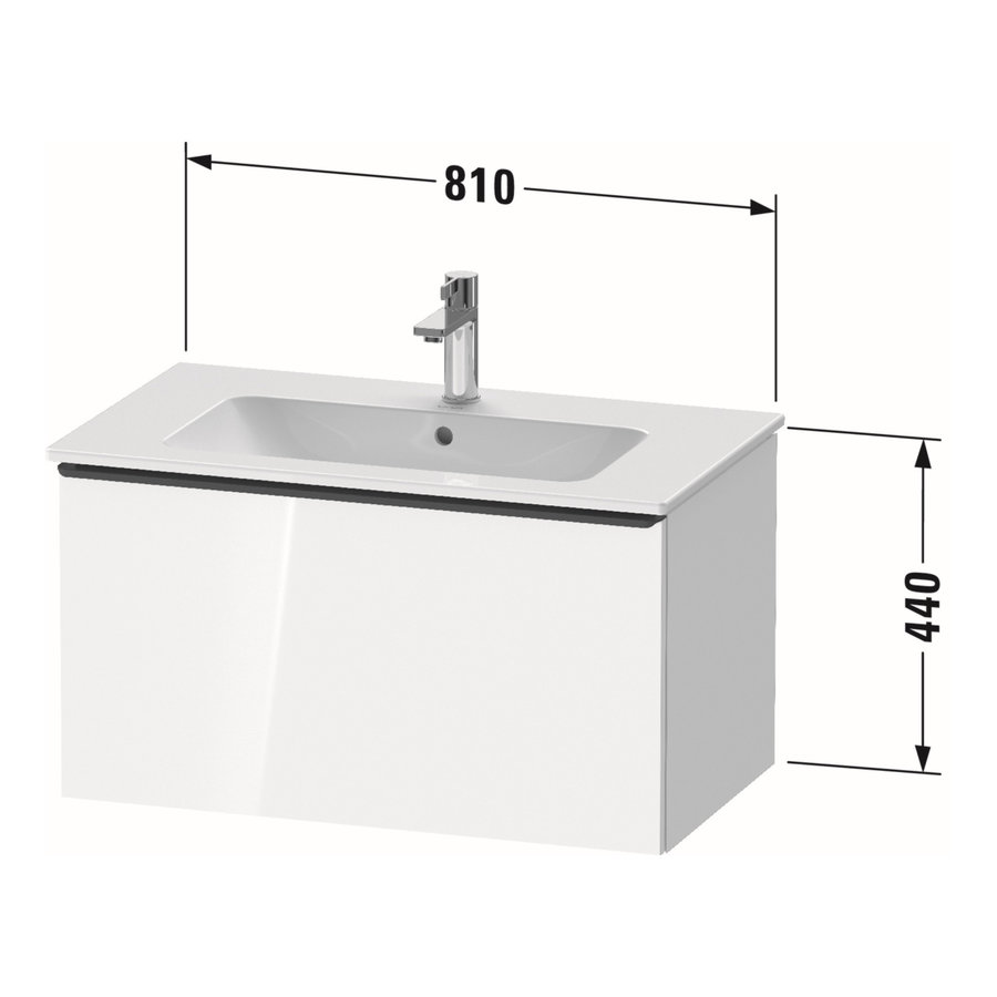 Badmeubel Duravit D-Neo Wand 81x46.2x44 cm Mat Basalt