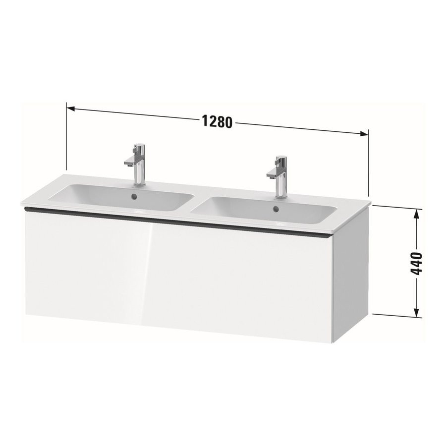 Badmeubel Duravit D-Neo Wand 128x46.2x44 cm Mat Natuur Eiken