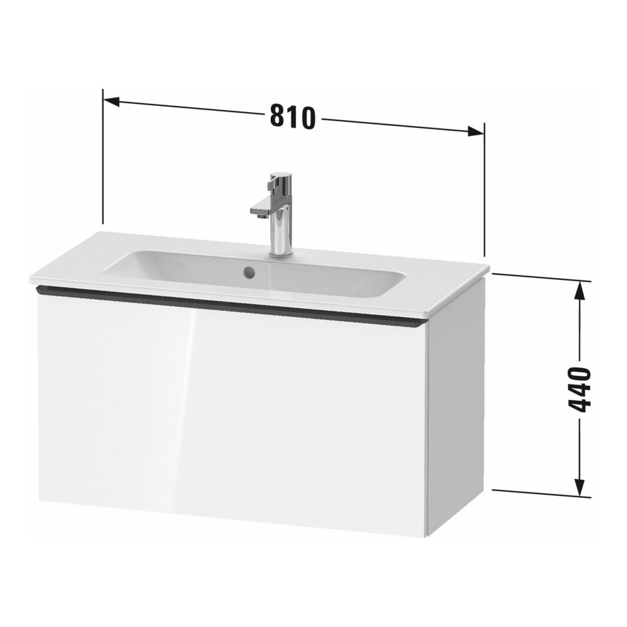 Badmeubel Duravit D-Neo Wand 81x37.2x44 cm Mat Eiken Zwart