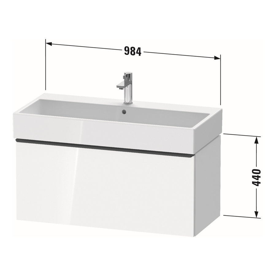 Badmeubel Duravit D-Neo Wand 98.4x44.2x44 cm Mat Betongrijs