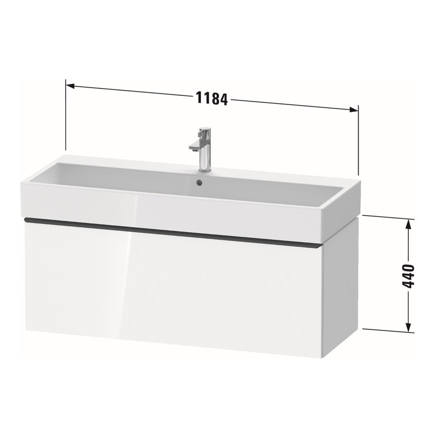 Badmeubel Duravit D-Neo Wand 118.4x44.2x44 cm Mat Noten (Donker)