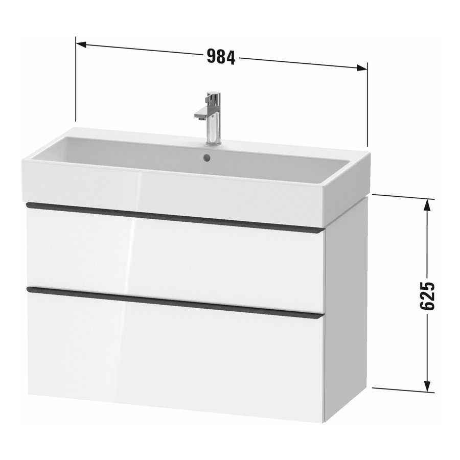 Badmeubel Duravit D-Neo Wand 98.4x44.2x62.5 cm Mat Betongrijs