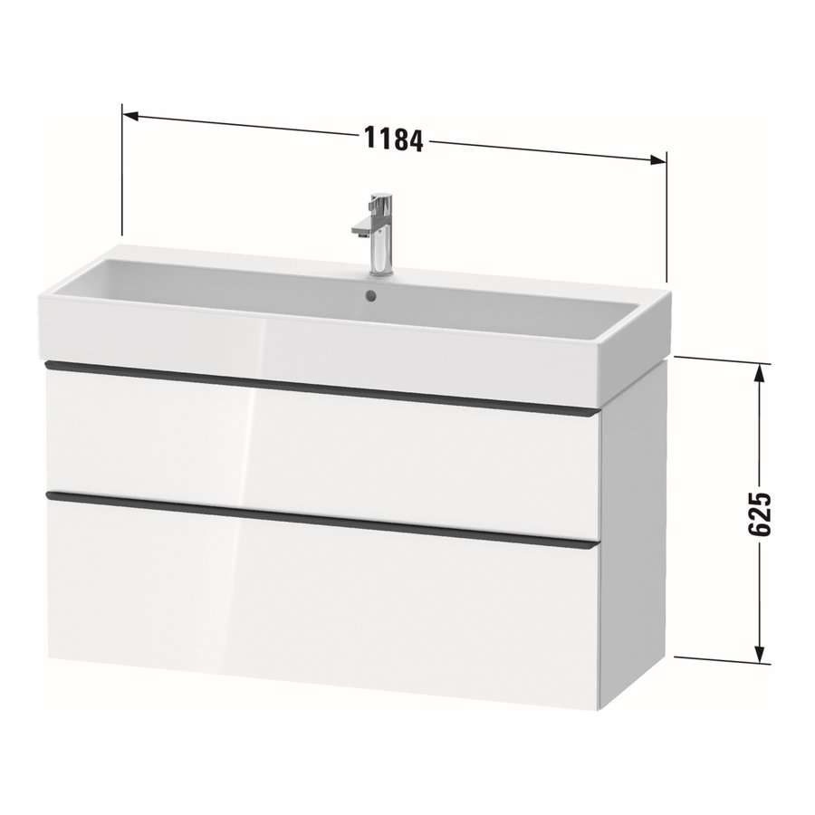 Badmeubel Duravit D-Neo Wand 118.4x44.2x62.5 cm Mat Basalt