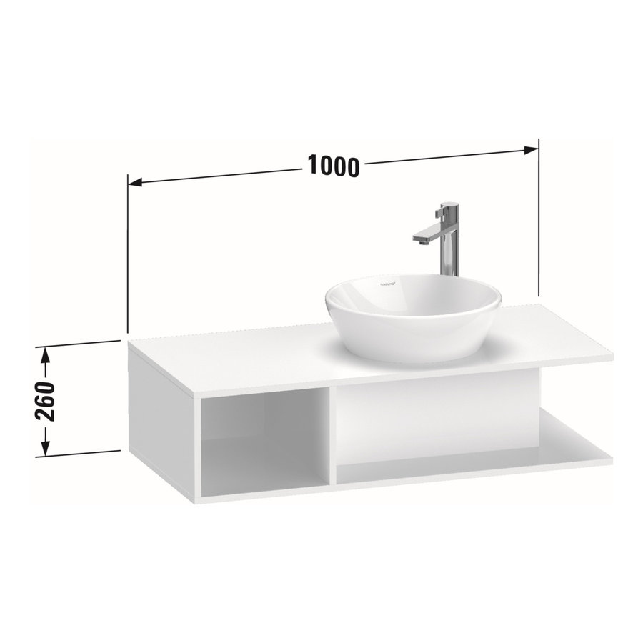 Badmeubel Duravit D-Neo Wand 100x48x26 cm Links Mat Basalt