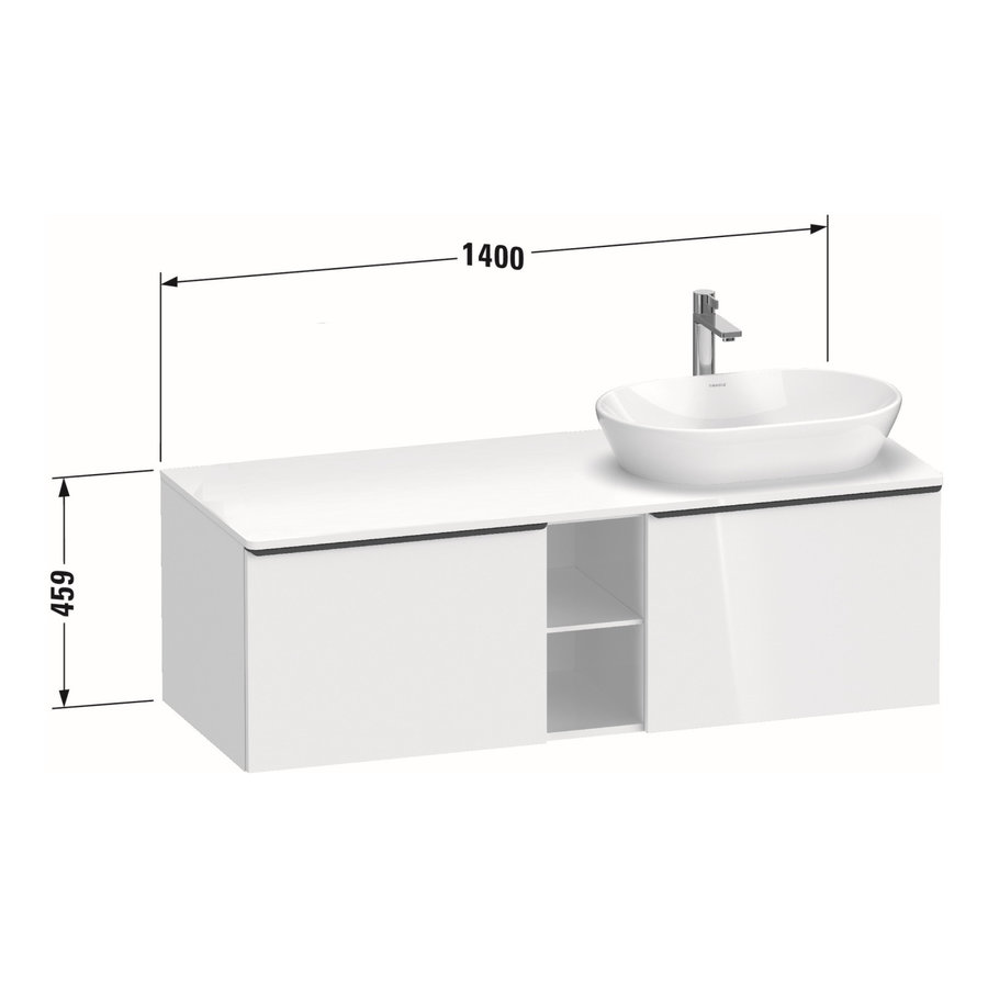 Badmeubel Duravit D-Neo Wand 140x55x45.9 cm Mat Betongrijs Rechts