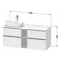 Badmeubel Duravit D-Neo Wand 140x55x64.4 cm Mat Noten (Donker) Links